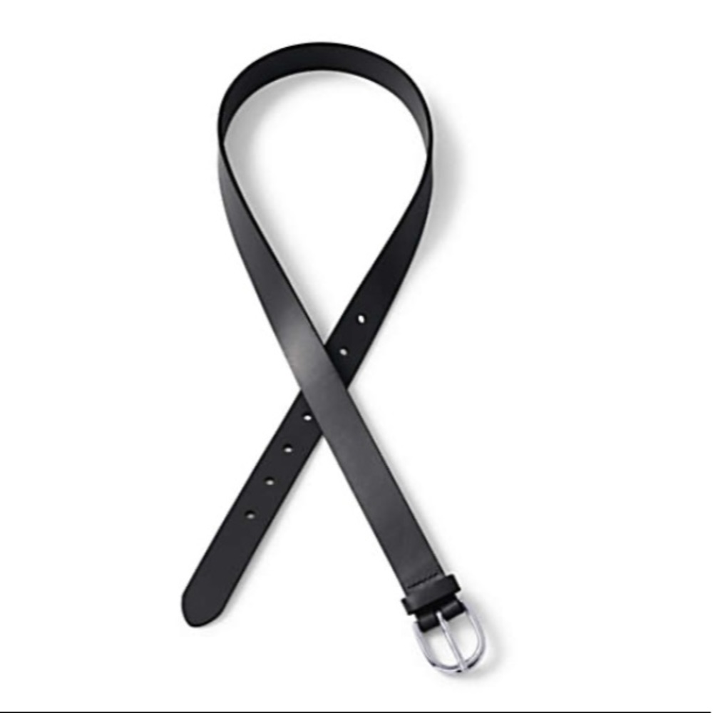 NEW Women’s black leather belt Land’s End 100% leather belt